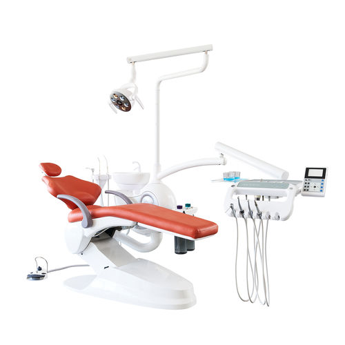 Стоматологическая установка с электрическим креслом - M2  - Foshan Safety Medical Equipment Co., Ltd. - с гибким подголовником / с аппаратом для гигиены / с внутриротовой камерой