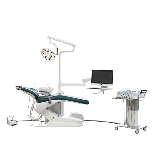 Стоматологическая установка с электрическим креслом - M8  - Foshan Safety Medical Equipment Co., Ltd. - с гибким подголовником / с монитором / с аппаратом для гигиены