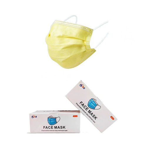 Xирургическая маска для взрослых - Xiantao Yuanjie Nonwoven Products - упаковка 50 штук / желтая / трехслойная