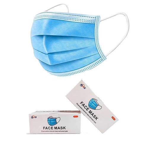 Xирургическая маска для взрослых - Xiantao Yuanjie Nonwoven Products - упаковка 50 штук / синяя / трехслойная