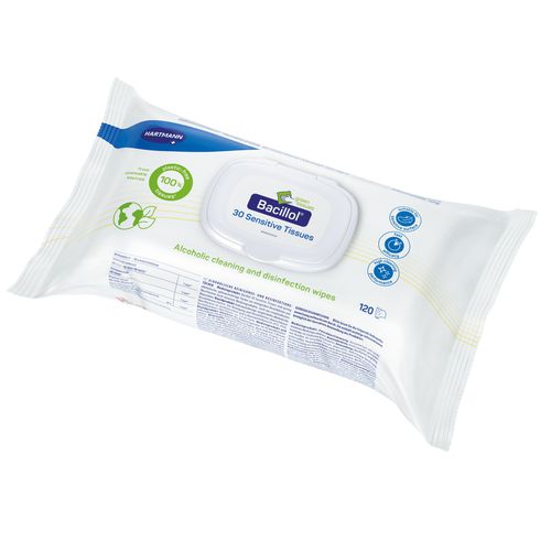 Очищающие салфетки для полов и поверхностей - Bacillol® 30 Sensitive Green Tissues - BODE Chemie - 120 штук
