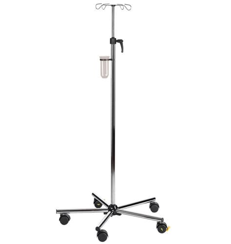Стойка для сыворотки на роликах - MEDI-CARE Mini - SIMPEX - 4 крюка / из нержавеющей стали / с регулируемой высотой
