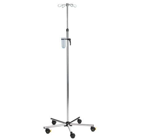 Стойка для сыворотки на роликах - MEDI-CARE Midi  - SIMPEX - 4 крюка / из нержавеющей стали / с регулируемой высотой
