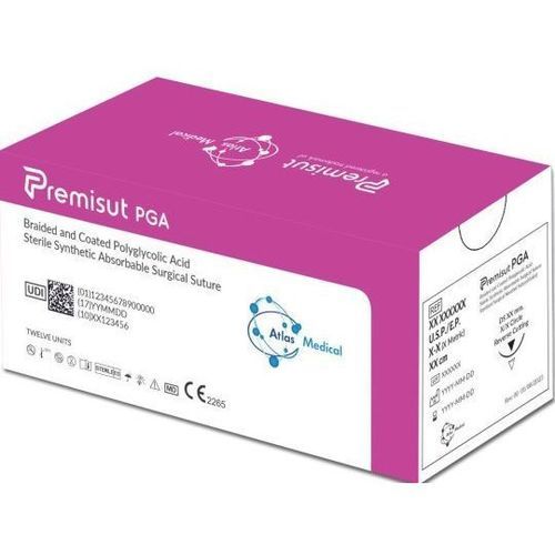 Шовный материал рассасывающийся за короткое время - Premisut PGA - Atlas Medical - для хирургической обработки ран / для хирургии мягких тканей / 8-0