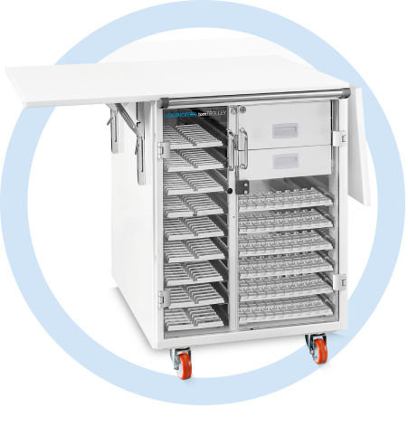 Тележка для лабораторий - tomTROLLEY - LOGIBIOTECH SRL - для проб / с выдвижным ящиком / мобильная
