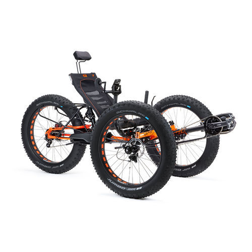 Лежачий трехколесный велосипед с педалями - FULL FAT - ICE Trikes - для взрослых / черный / оранжевый