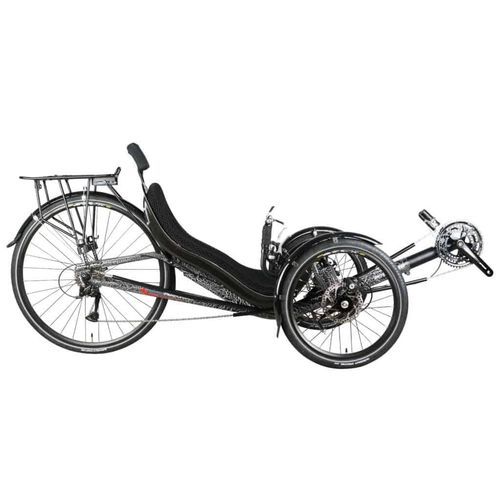 Лежачий трехколесный велосипед с педалями - Trike JC70 - Cycles Performer - для взрослых / черный / алюминиевая рама