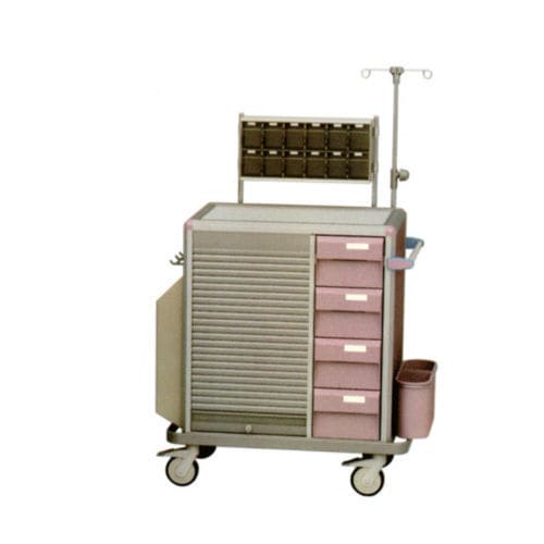 Медицинская тележка - B-28 - Tianjin Kangli Medical Instrument - для хранения / из алюминия / со штативом для внутривенных вливаний