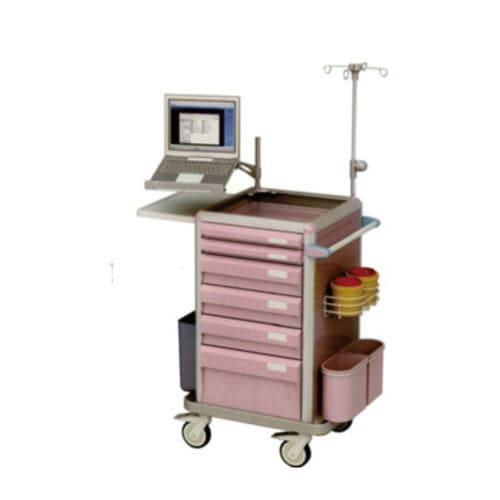 Тележка для неотложной помощи - B 25 - Tianjin Kangli Medical Instrument - из алюминия / с мусорным баком / со штативом для внутривенных вливаний