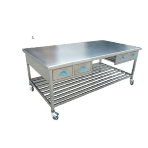 Стеллаж для хранения на роликах - B 158 - Tianjin Kangli Medical Instrument - из нержавеющей стали / с выдвижным ящиком