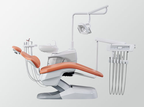 Стоматологическая установка с электрическим креслом - A4 - FOSHAN ESAY MEDICAL TECHNOLOGY CO.,LTD - с гибким подголовником / с аппаратом для гигиены / с боковым держателем инструментов
