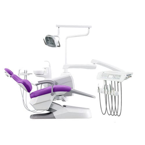 Стоматологическая установка с электрическим креслом - A5 - FOSHAN ESAY MEDICAL TECHNOLOGY CO.,LTD - с гибким подголовником / с аппаратом для гигиены / с боковым держателем инструментов