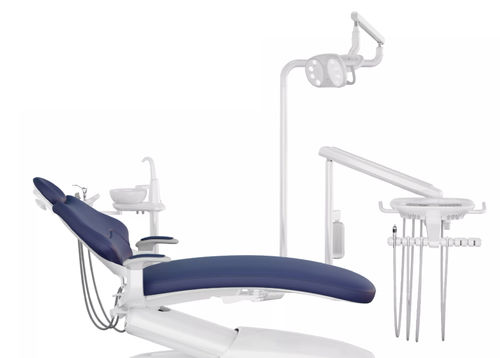 Стоматологическая установка с электрическим креслом - ADU M5 - FOSHAN ESAY MEDICAL TECHNOLOGY CO.,LTD - с гибким подголовником / с аппаратом для гигиены / с верхним держателем инструментов