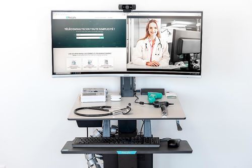 Телемедицинская тележка для видеоконференций - HEALPHI SAS - со стетоскопом / с тонометром / защищенная