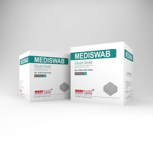 Марлевый компресс из хлопка - Mediswab - Medicare Hygiene Ltd., - стерильный / гипоаллергенный / впитывающийся