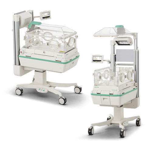 Неонатальный инкубатор на роликах - Dual Incu i - Atom Medical Corporation  - с лампой для фототерапии / со столом для неонатальной реанимации