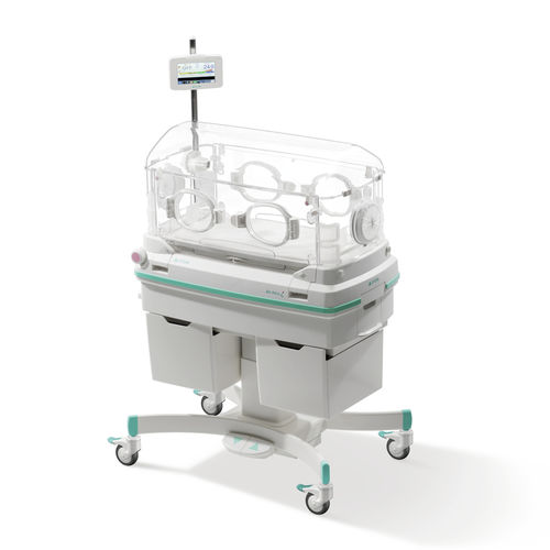 Неонатальный инкубатор на роликах - Air Incu i - Atom Medical Corporation  - с монитором