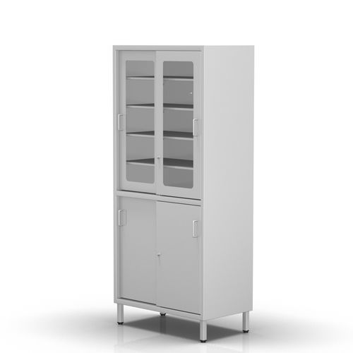 Шкаф с раздвижными дверями - 2-271 - ALVO Medical - из нержавеющей стали / серый / 4 дверцы