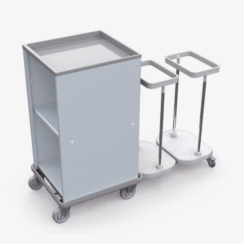 Чистая тележка с мешками - 251.2 - Conf Industries - грязная / медицинская / с полкой