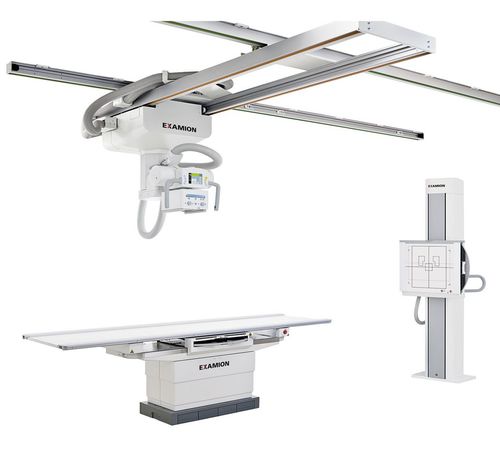 Цифровой рентгенографическая система - X-DRS Ceiling Standard - Examion - для многофункциональной радиографии / с телескопической потолочной стойкой для трубок / с напольной системой Букки