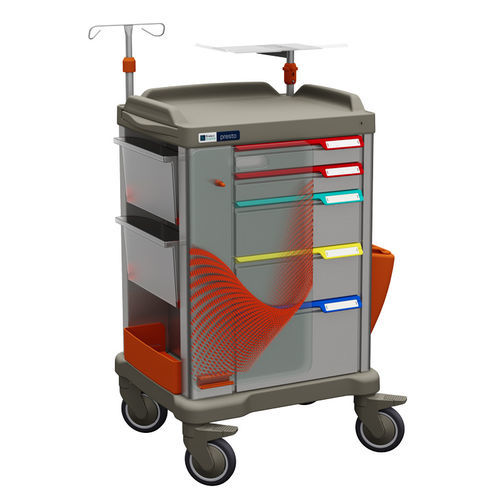 Тележка для неотложной помощи - Persolife 400 Inox - Francehopital - для дефибриллятора / мусорный контейнер / служебная