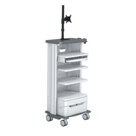 Тележка для эндоскопии -  „Klinik“ - HEBUmedical   - для монитора / из алюминия / 1 выдвижной ящик