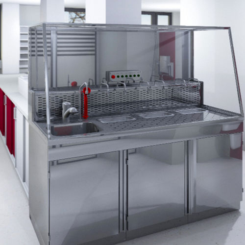Рабочее место для дозирования формалина - KUGEL medical GmbH & Co. KG - с кухонной раковиной / из нержавеющей стали