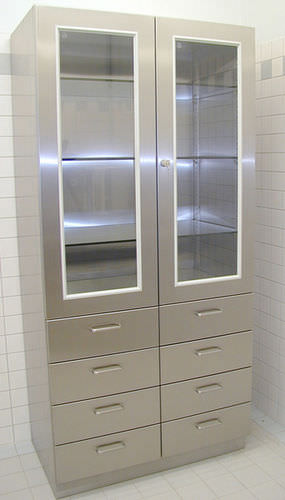 Шкаф для инструментов - INS-800-8S - KUGEL medical GmbH & Co. KG - для операционной / с полкой / с распашной дверцей