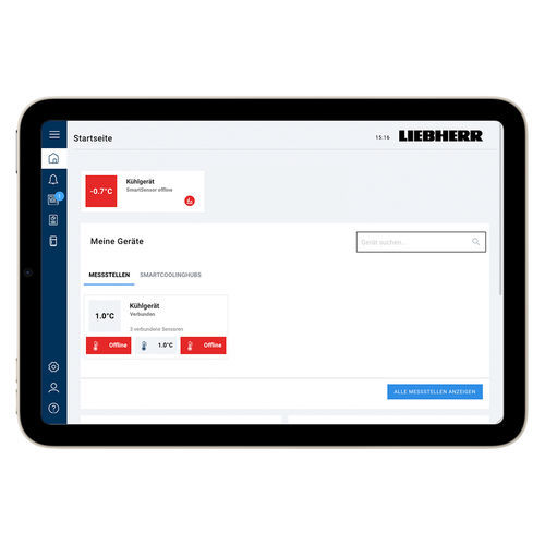 Система наблюдения для лабораторий - SmartMonitoring - Liebherr - с сенсорным экраном