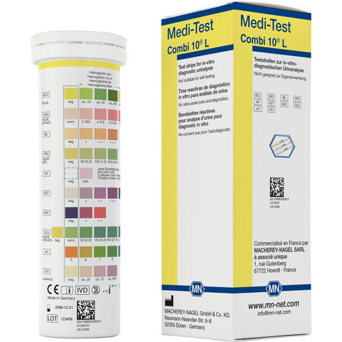 Тест-полоска для анализа мочи - Medi‑Test Combi 10 L  - MACHEREY-NAGEL - для протеинов / на глюкозу / билирубин
