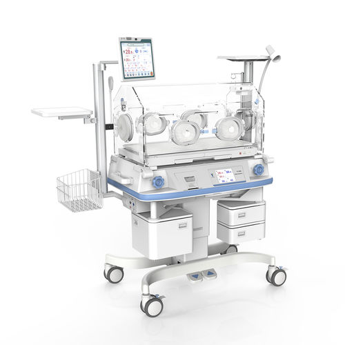 Неонатальный инкубатор на роликах - YP-2200B - Ningbo David Medical Device - с регулируемой высотой / с сенсорным экраном / с монитором