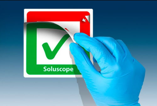 Этикетировочная машина для контейнеров - EasyTag - Soluscope - с ручным приводом / самоклеящихся этикеток