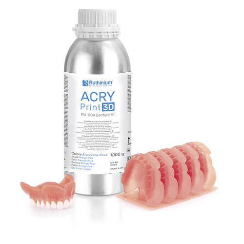 Стоматологический материал из полимера - ACRY RU-004 HI - Ruthinium Group - для 3D-печати / для изготовления зубных протезов / фотополимеризуемый