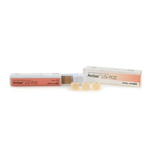 Циркониевый стоматологический материал - Amber® LiSi-POZ - HASS CORP   - из дисиликата лития / для восстановления зубов / для зубных коронок