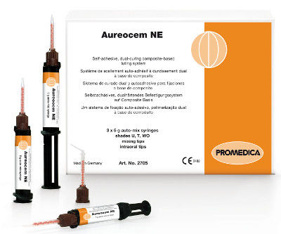 Стоматологический адгезив для зубных мостов - Aureocem NE - Promedica Dental Material GmbH   - для зубных коронок / для стоматологических вкладок / для стоматологических накладок
