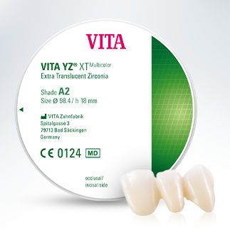 Циркониевый стоматологический материал - YZ® XT - VITA Zahnfabrik H. Rauter GmbH & Co.KG   - для восстановления зубов / CFAO / монохромный