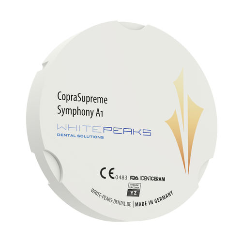 Циркониевый стоматологический материал - CopraSupreme Symphony 95 ZZ - Whitepeaks Dental Solutions GmbH - для восстановления зубов / для задних зубов / для передних зубов