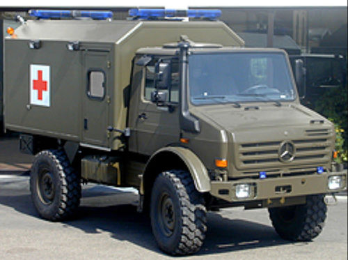Спасательная машина скорой помощи - Unimog multi-stretcher - C. Miesen - с отсеком / с 4 носилками / с рампой