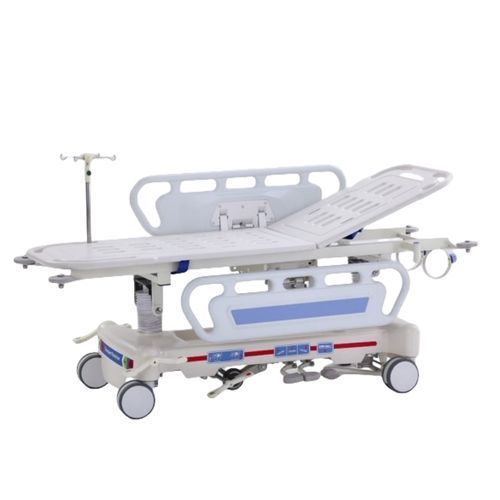 Тележка-каталка для неотложной помощи - E-1 - Hebei Pukang Medical Instruments - гидравлическая / с регулируемой высотой / с регулируемой спинкой