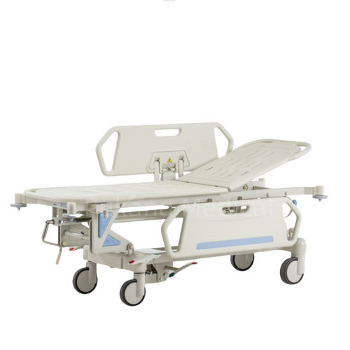 Транспортная тележка-каталка - E-3 - Hebei Pukang Medical Instruments - гидравлическая / с регулируемой высотой / с регулируемой спинкой