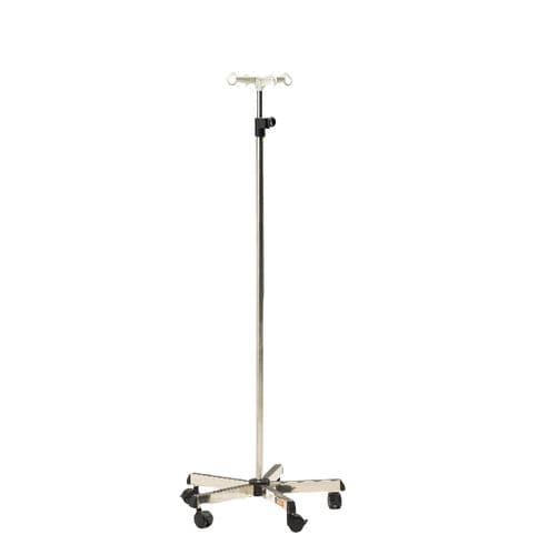 Стойка для сыворотки на роликах - R-1 - Hebei Pukang Medical Instruments - 4 крюка / из нержавеющей стали / для кровати