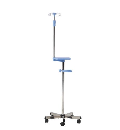 Стойка для сыворотки на роликах - R-2 - Hebei Pukang Medical Instruments - 2 крюка / для кровати / с регулируемой высотой