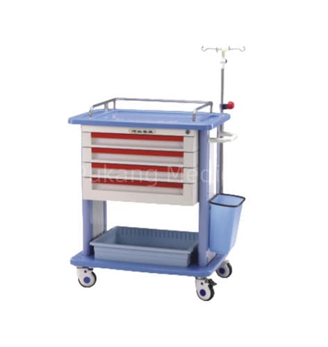 Тележка для неотложной помощи - F-40 - Hebei Pukang Medical Instruments - транспортная / с выдвижным ящиком / со штативом для внутривенных вливаний