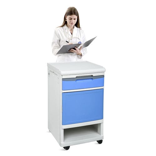Прикроватный столик на роликах - SKS039 - Jiangsu Saikang Medical Equipment - с накроватным столиком / с выдвижными ящиками