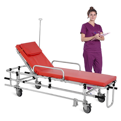 Транспортная тележка-каталка - SKB039(A) - Jiangsu Saikang Medical Equipment - для машин скорой помощи / ручная / с регулируемой спинкой