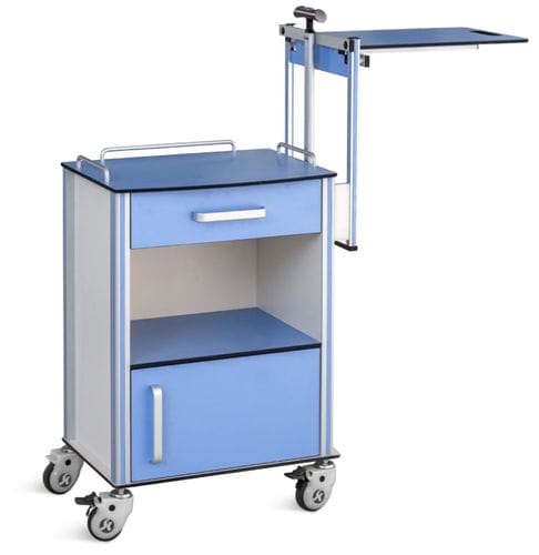 Прикроватный столик на роликах - SKS009-2 - Jiangsu Saikang Medical Equipment - со встроенным прикроватным столиком / с отсеками / с выдвижными ящиками