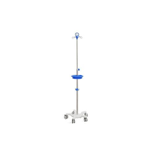 Стойка для сыворотки на роликах - SKH041(19) - Jiangsu Saikang Medical Equipment - 4 крюка / с перфузионным насосом / из нержавеющей стали