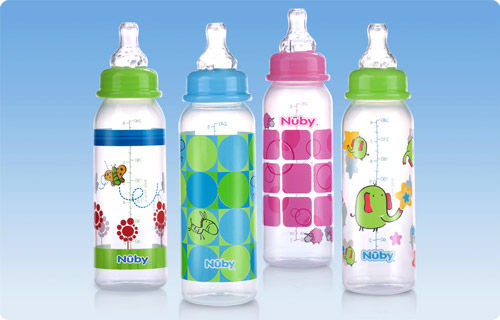 Бутылочка с соской из полипропилена - Decorated Non-Drip™ - Nuby - без бисфенола А