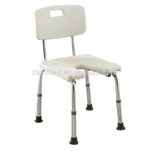 Стул для душа с отверстием для туалета - ALK406L - Zhongshan Aolike Medical Equipment Technology - со спинкой / с регулируемой высотой