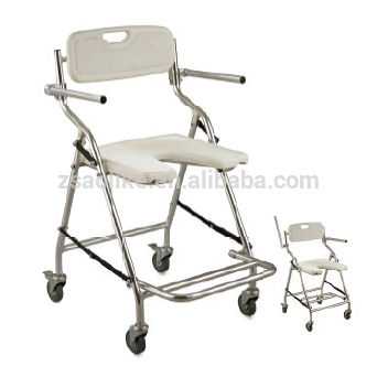 Стул для душа с подлокотниками - ALK405L-3 - Zhongshan Aolike Medical Equipment Technology - на колесиках / со спинкой / складной